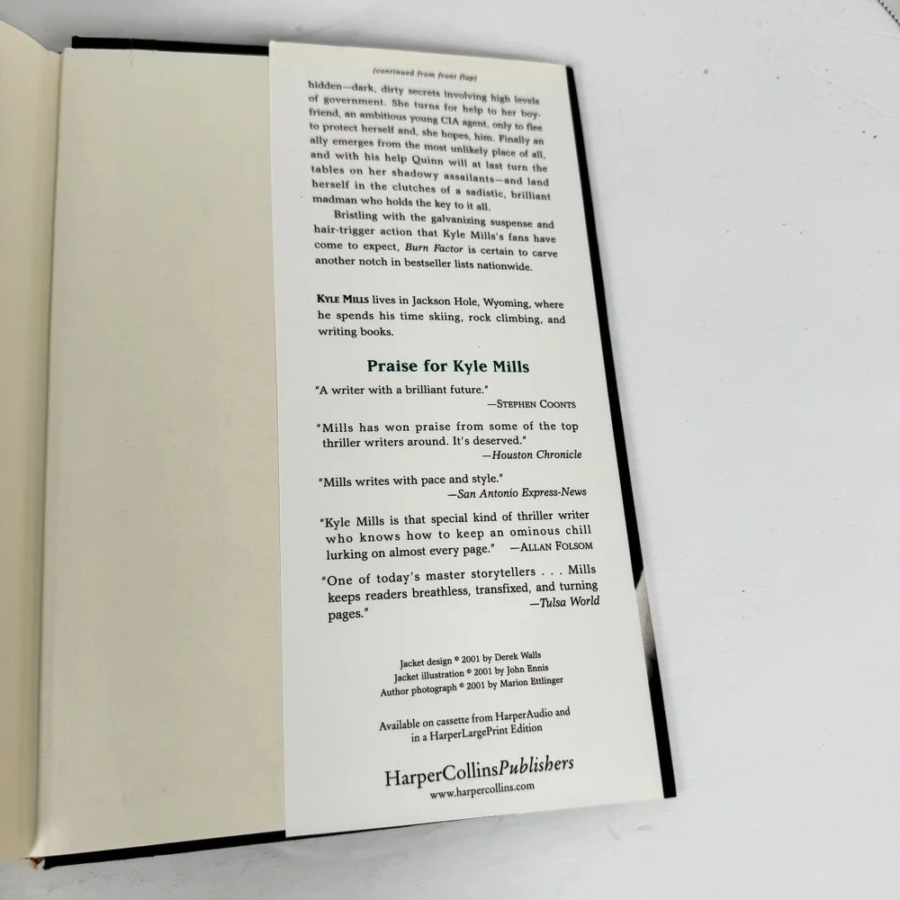 Burn Factor‎ Kyle Mills 2001 First Edition Hardcover Thriller HarperCollins